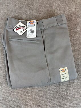 Dickies Men’s Flat Front Twill Double Knee Gray Work Pants NWT 30x32
